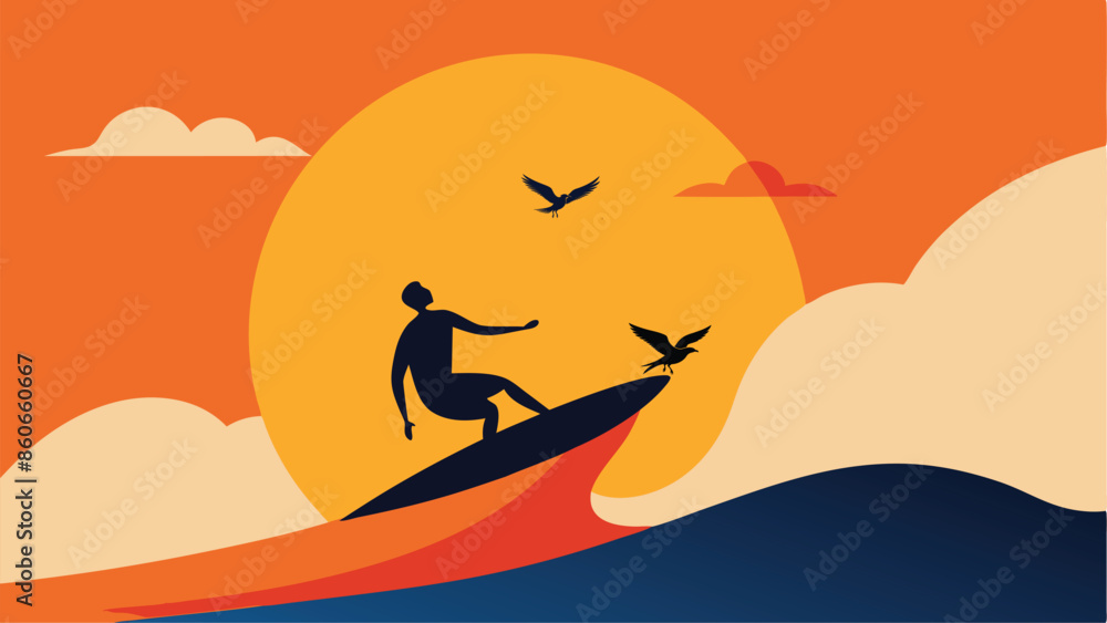 Surfer Riding a Massive Wave at Sunset
Surfer Riding a Massive Wave at Sunset