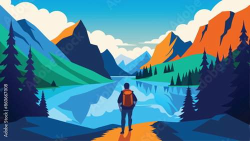 Bird's Eye View of a Pristine Mountain Lake

