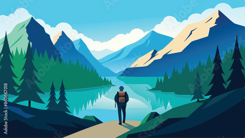 Bird's Eye View of a Pristine Mountain Lake

