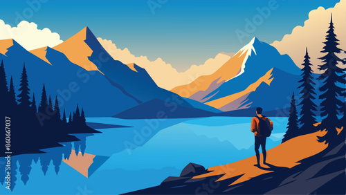 Bird's Eye View of a Pristine Mountain Lake

