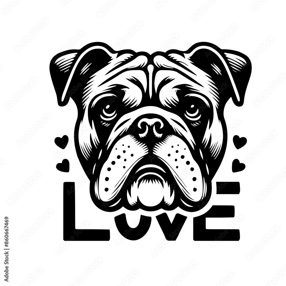Bulldog Face, Silhouettes Dog Face SVG, black and white bulldog vector Bulldog Face, Silhouettes Dog Face SVG, black and white bulldog vector