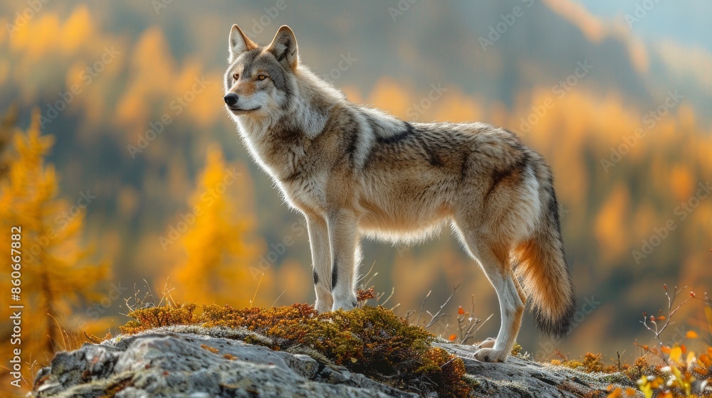 Obraz premium Beautiful photo of a wild wolf out in nature