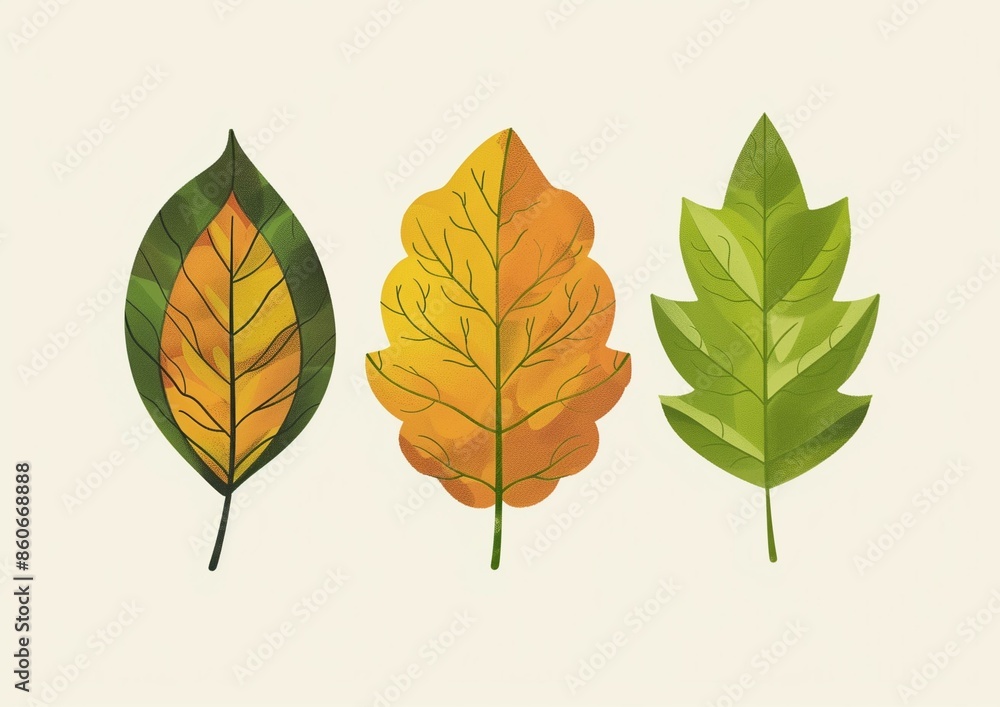 Naklejka premium Colorful Autumn Leaves Illustration for Seasonal Design and Decor