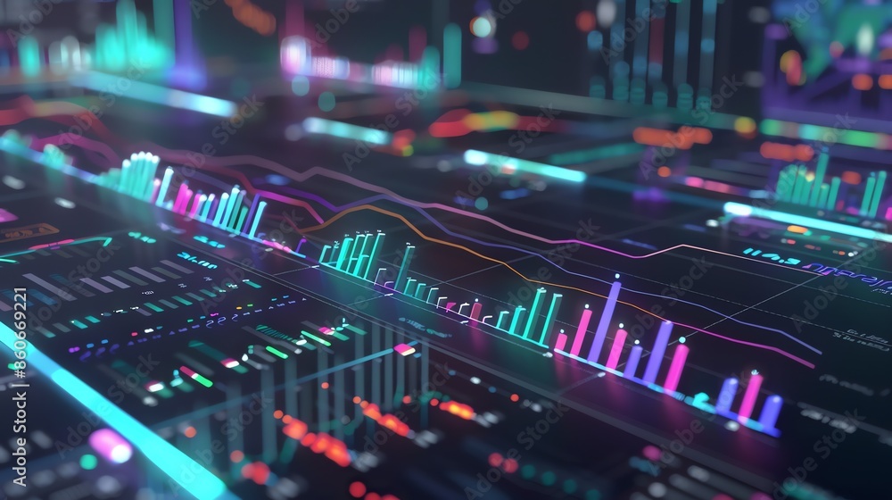 A 3D rendering of a futuristic stock market trading floor. A 3D rendering of a futuristic stock market trading floor.