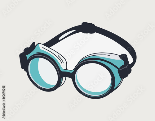 Underwater glasses goggles, glasses isolated on white background vector illustration