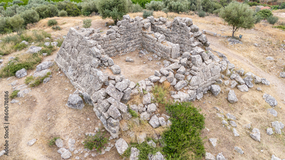 Fototapeta premium Ancient Greek pyramid building at Peloponnesus, Elliniko village, Greece