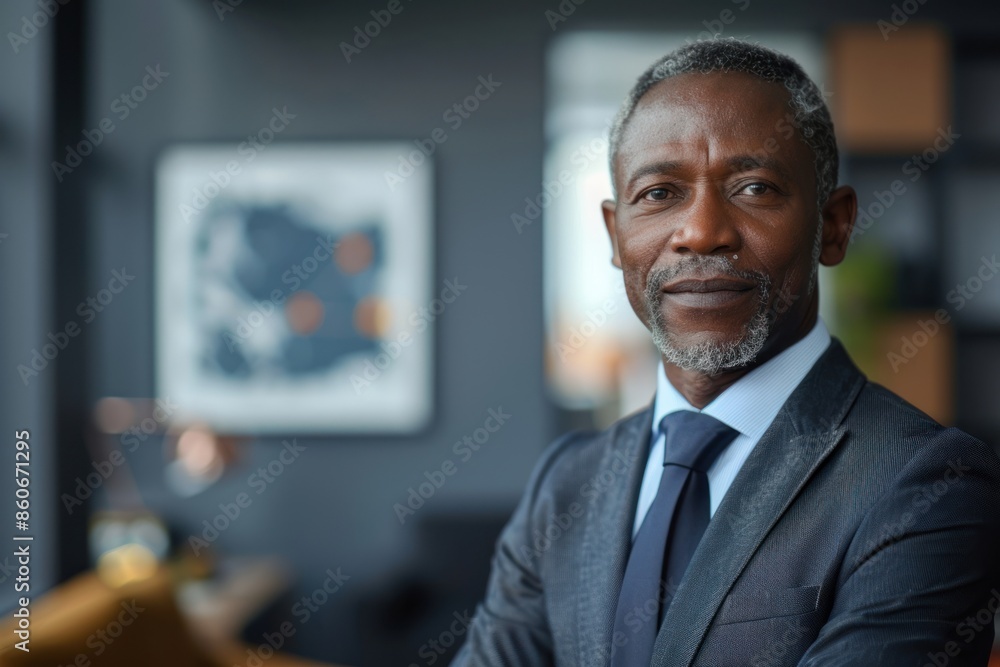 businessman corporate portrait in office, mature black middle aged manager. ai generative businessman corporate portrait in office, mature black middle aged manager. ai generative
