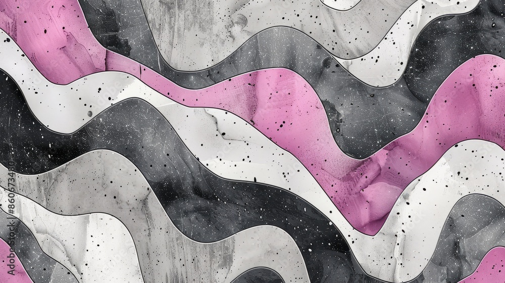 Obraz premium Abstract wavy pattern with pink, white, and gray
