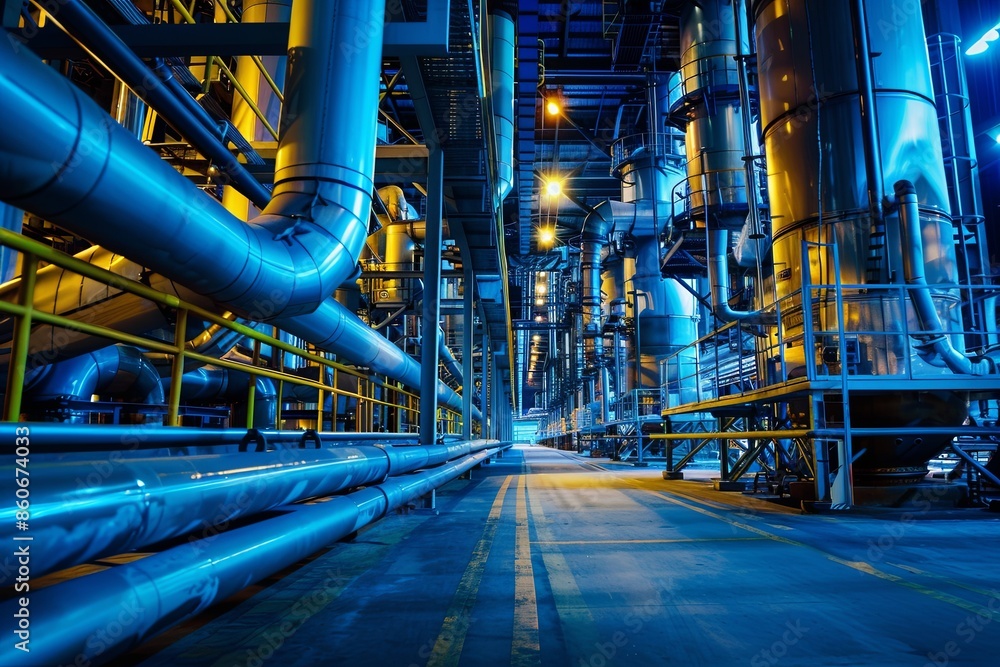 Industrial Plant Interior With Complex Piping Network Industrial Plant Interior With Complex Piping Network