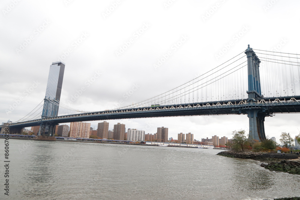 Naklejka premium Manhattan Bridge seen from Brooklyn , New York Dumbo 