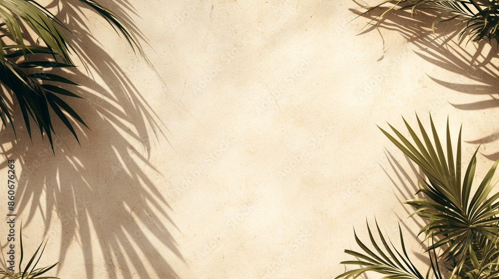 Palm leaf shadows on beige wall Palm leaf shadows on beige wall