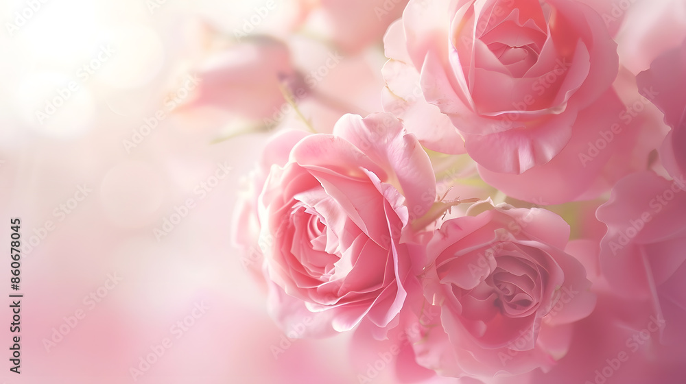 Delicate pink roses in soft color and blur style Selective focus To use as background for creative design for birthday Valentines Day wedding celebration : Generative AI Delicate pink roses in soft color and blur style Selective focus To use as background for creative design for birthday Valentines Day wedding celebration : Generative AI