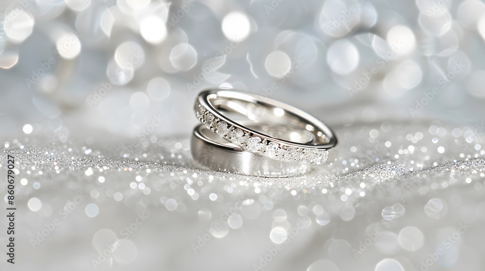 Wedding rings on a silver background : Generative AI Wedding rings on a silver background : Generative AI