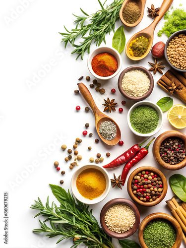 Wallpaper Mural Collage of vegetables and herbs on a white background, top view with enough copy space. Torontodigital.ca