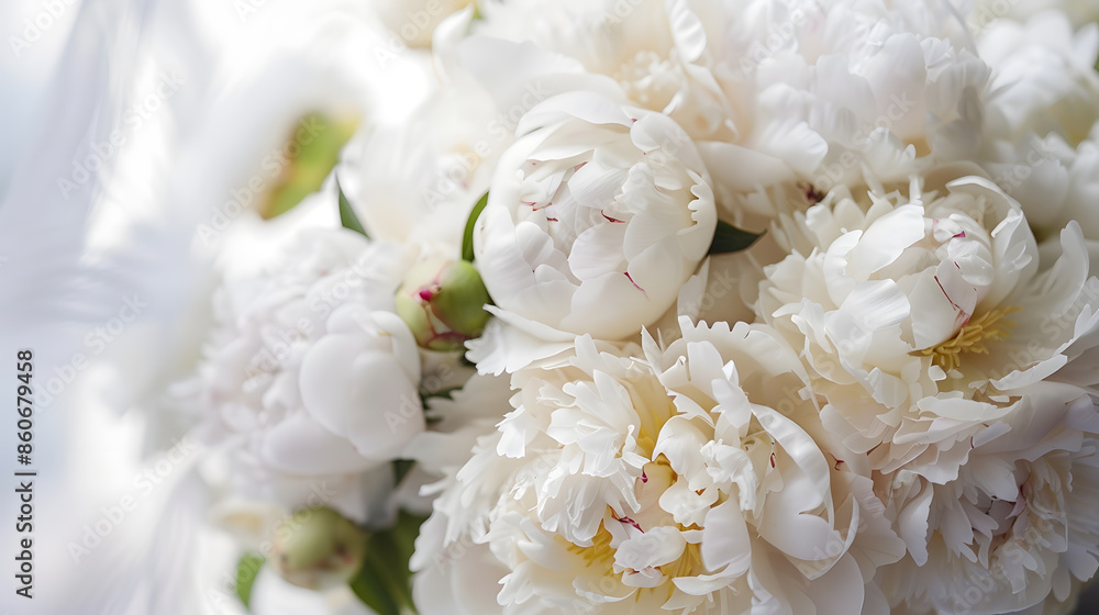 Bouquet of white peonies Wedding day concept Selective soft focus copy space : Generative AI Bouquet of white peonies Wedding day concept Selective soft focus copy space : Generative AI
