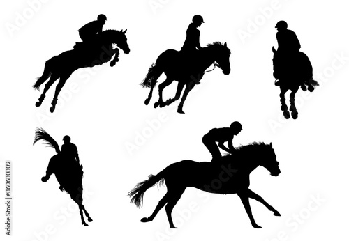 equitacion, carrera, pegatina, competencia, caballo, equestre, vectores, galope, yeguas, jinete