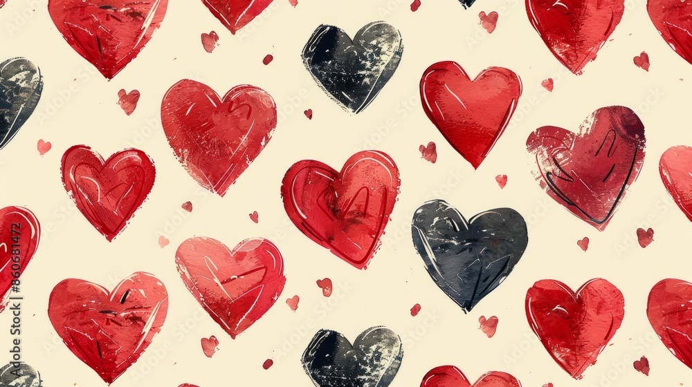 Red and black hearts pattern Red and black hearts pattern