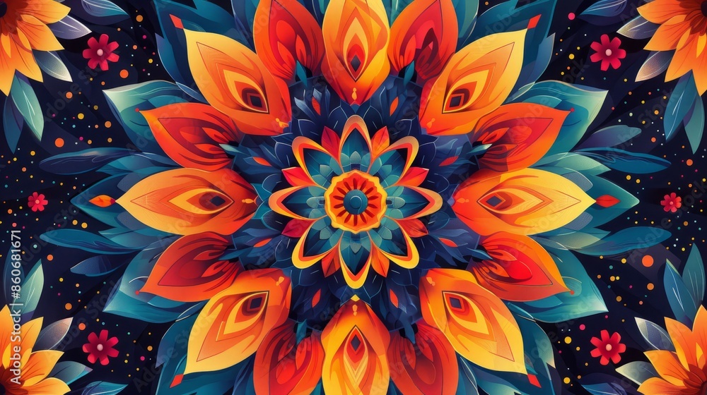 Kaleidoscope floral design pattern Kaleidoscope floral design pattern
