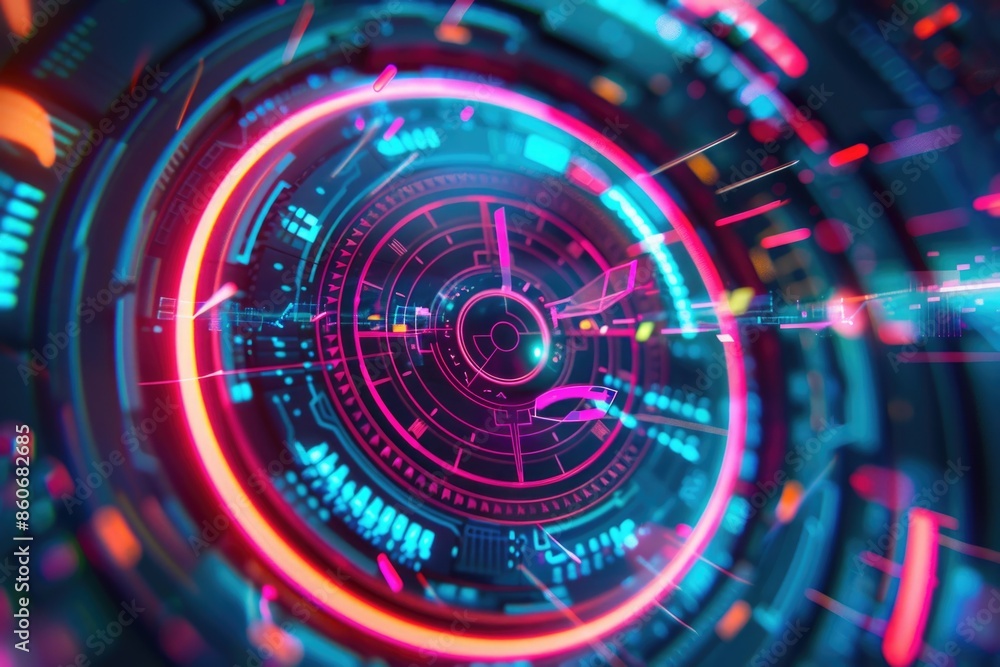 A detailed shot of a futuristic timepiece with glowing blue hands and a sleek design A detailed shot of a futuristic timepiece with glowing blue hands and a sleek design