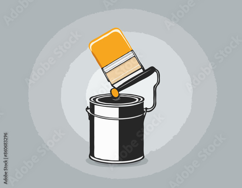 Vector icon. Paint can and paint roller