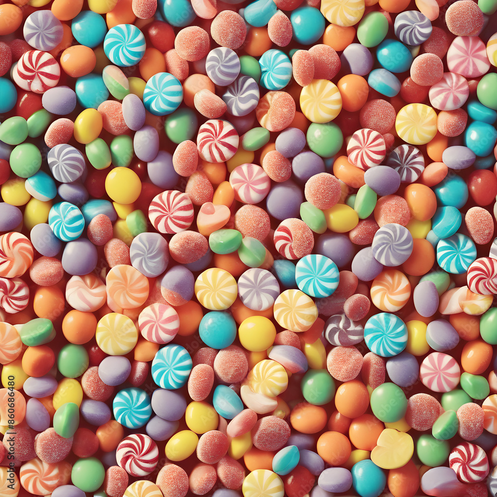 Fototapeta premium Un montón de mentas y caramelos de diversos colores