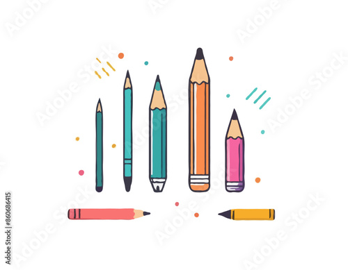 Hand drawn instruments flat icon. Pencil, pen, brush symbol, gradient style pictogram on white background. School or stationery items sign for mobile concept and web design. Vector graphics