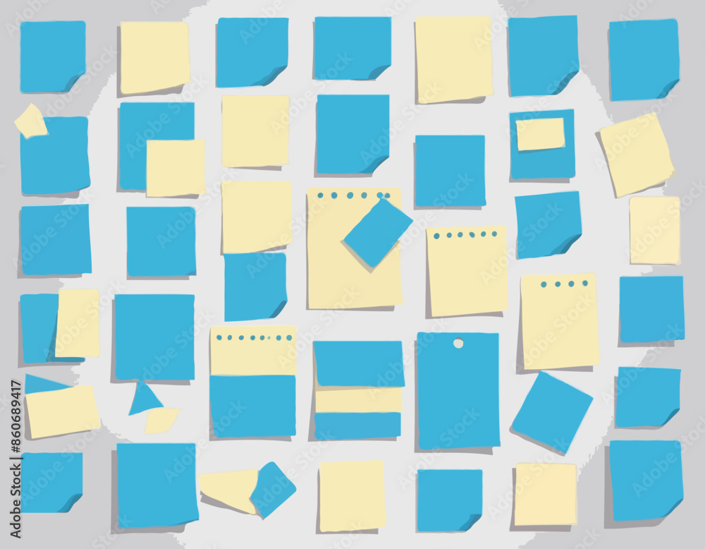 Blue vector post note set. Post-it collection Blue vector post note set. Post-it collection