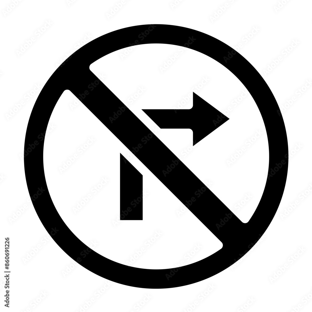 Vector Design No Right Turn Icon Style Vector Design No Right Turn Icon Style