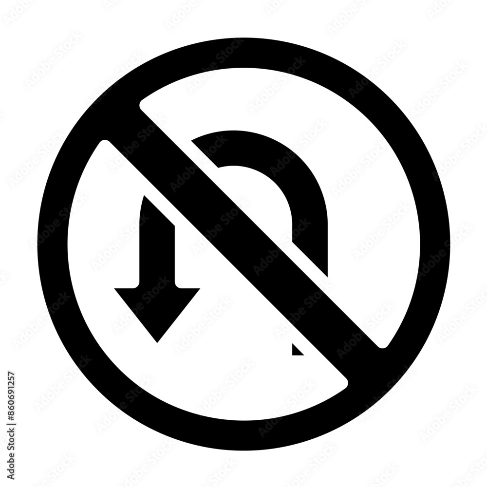 Vector Design No U-Turn Icon Style Vector Design No U-Turn Icon Style