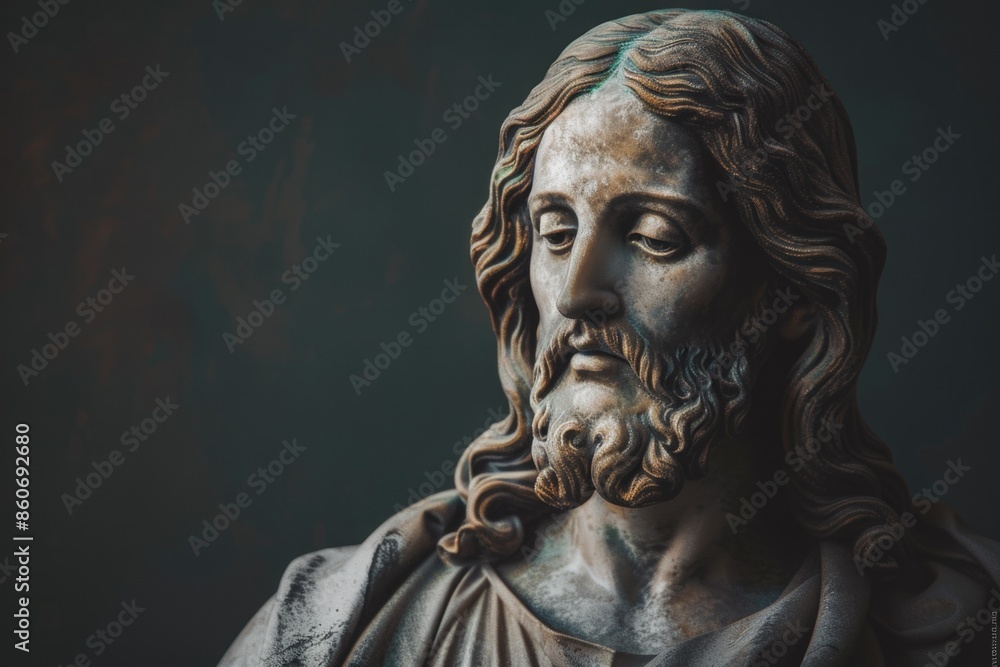 A detailed depiction of Jesus Christ with long hair and beard, suitable for use in various contexts A detailed depiction of Jesus Christ with long hair and beard, suitable for use in various contexts