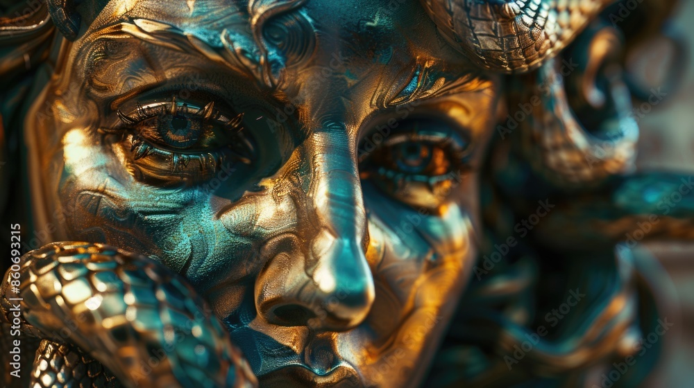 Fototapeta premium A detailed view of a female figurine's facial features
