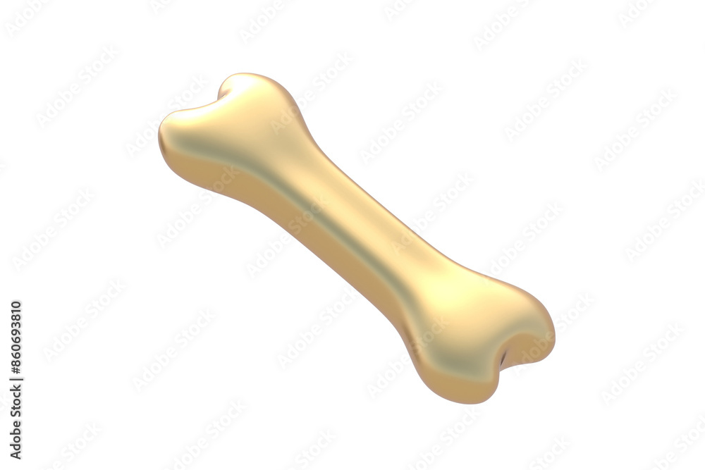 Golden dog food in the form of a bone isolated on white background. 3d render Golden dog food in the form of a bone isolated on white background. 3d render