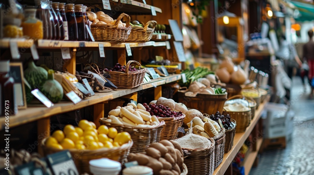 Outdoor Market Stall with Fresh Produce Outdoor Market Stall with Fresh Produce