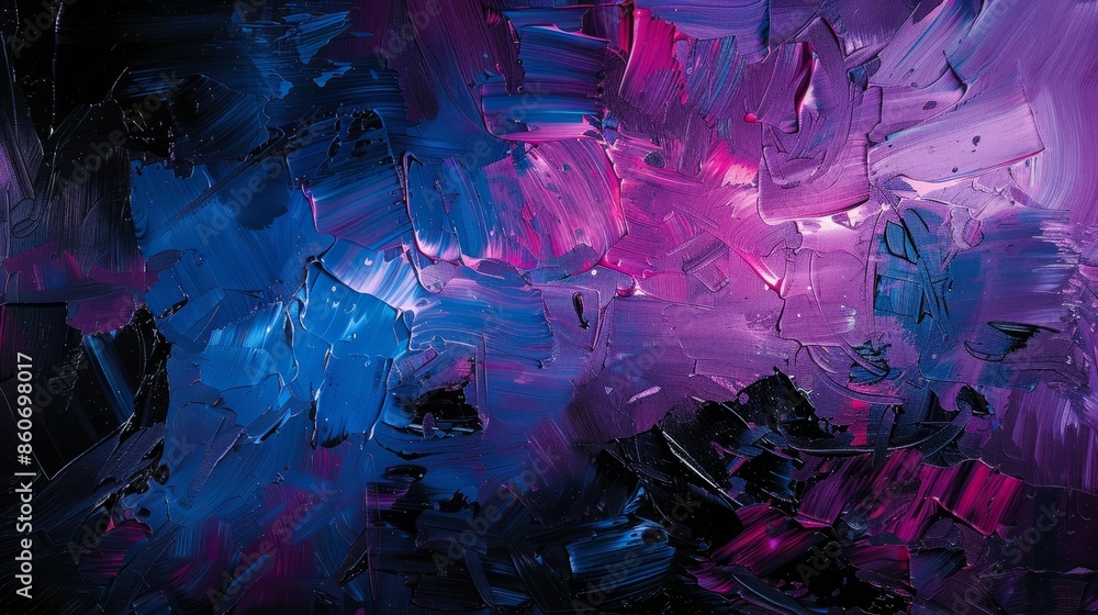 Fototapeta premium Abstract painting in blue, purple, and pink