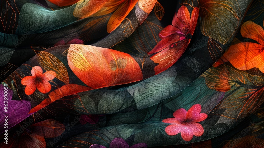 Floral scarf textile design Floral scarf textile design