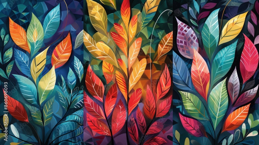 Abstract plant leaf paintings Abstract plant leaf paintings