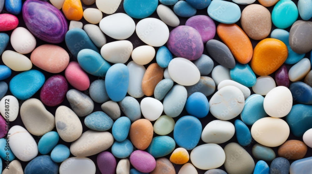 A beautiful collection of smooth pebbles in vibrant colors including blue, pink, orange, and grey, showcasing the natural diversity and beauty of rocks. A beautiful collection of smooth pebbles in vibrant colors including blue, pink, orange, and grey, showcasing the natural diversity and beauty of rocks.