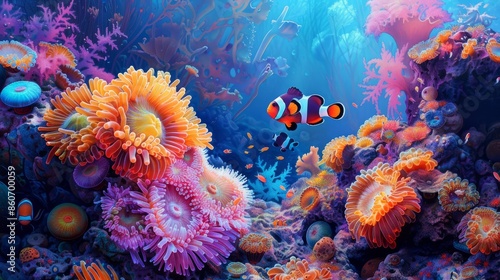 Wallpaper Mural Anemonefish among colorful coral Torontodigital.ca