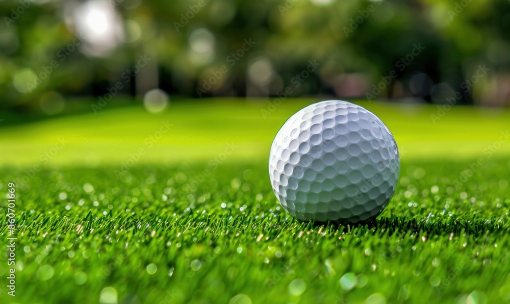 Golf Ball on Green Grass Close-Up. Generative ai Golf Ball on Green Grass Close-Up. Generative ai