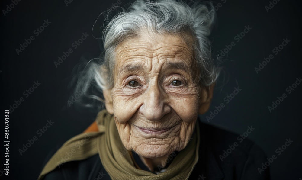 Smiling Elderly Woman with Gray Hair. Generative ai Smiling Elderly Woman with Gray Hair. Generative ai