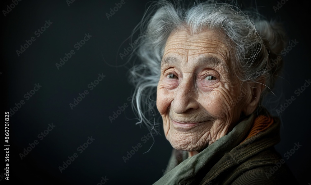 Smiling Elderly Woman with Gray Hair. Generative ai Smiling Elderly Woman with Gray Hair. Generative ai