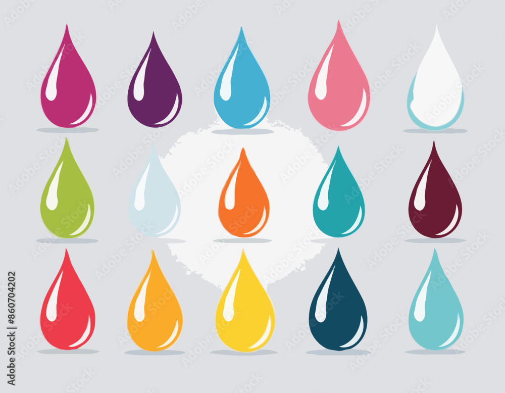 Water Drop Icon Set Flat Design on White Background. Water Drop Icon Set Flat Design on White Background.