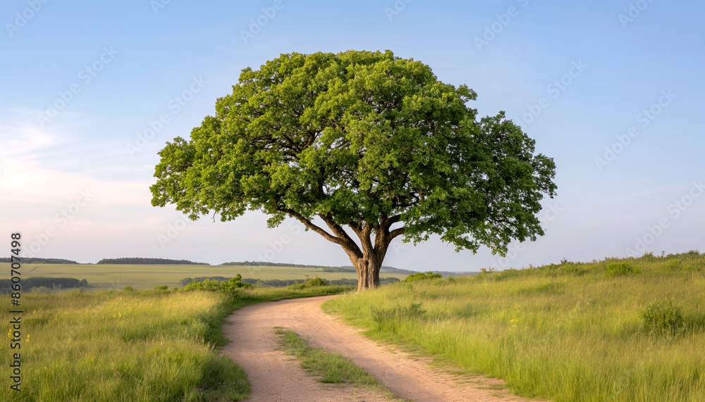 Obraz premium Solitary Tree on a Winding Path