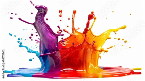 Paint colorful splash drip isolated on white wallpaper background 