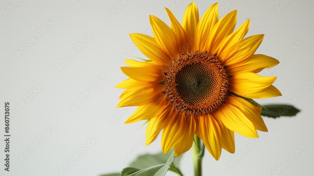 Obraz premium Single sunflower against a white background