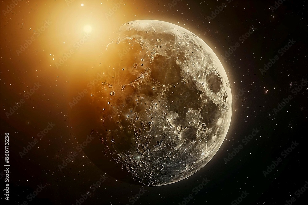 Obraz premium a planet with a yellow moon in the background