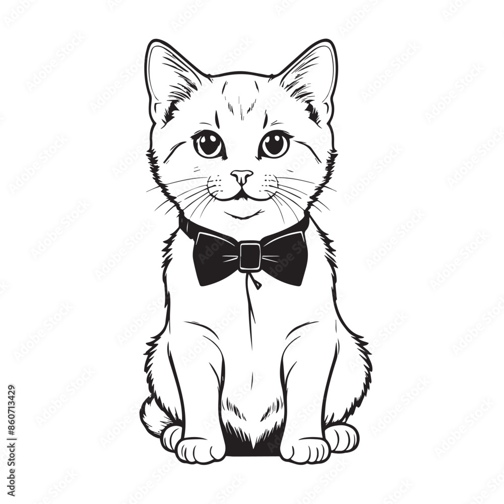 Fototapeta premium Cute kitty vectrot illustraion with wite background