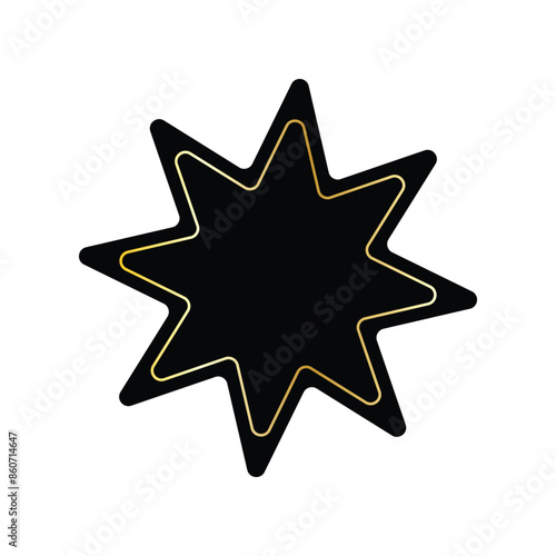 Bahai Icon Set. Nine Pointed Star and Persian Symbol in Vector Format. Eps 10.