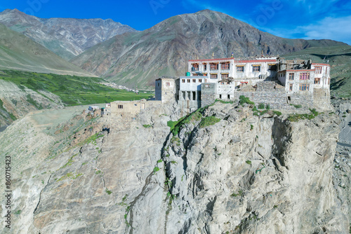 Rangdum monastery, aerial view, Zanskar, Northern India, Himalayas, India photo