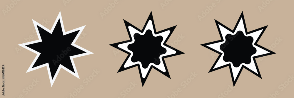 Bahai star. Black linear Bahai symbol. Religious symbol of Bahaism. Bahai star. Black linear Bahai symbol. Religious symbol of Bahaism.